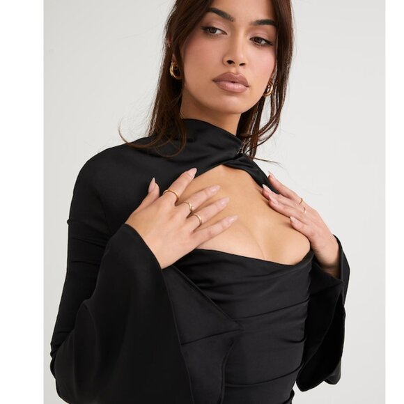 House of CB Toira Black Draped Corset Dress - Picture 5 of 6